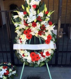 Couronne deuil EUCLIDE avec fronton sur pied