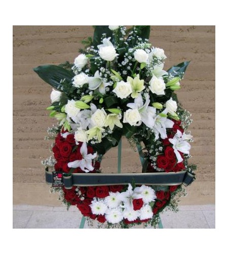 Couronne deuil 1 avec fronton sur pied