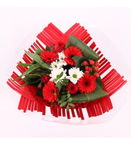 Bouquet triangle rouge