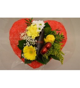 Bouquet coeur jaune