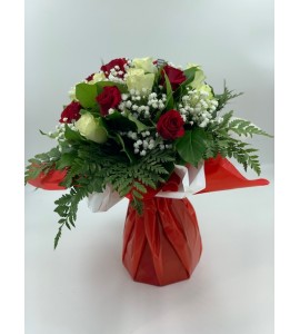 Bouquet Paris S blanc et rouge