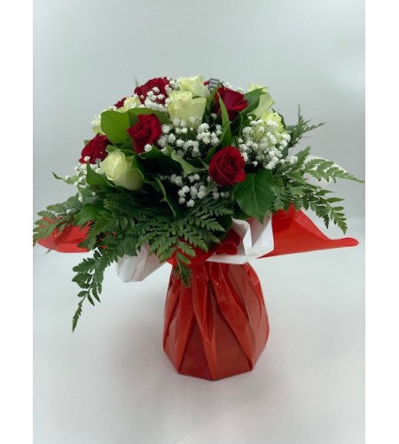 Bouquet Paris S blanc et rouge